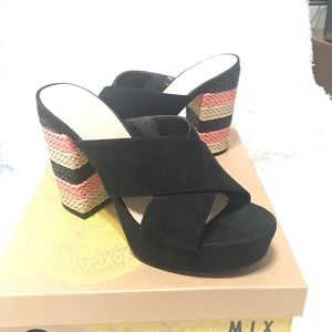 Mix No. 6 suede platform mules